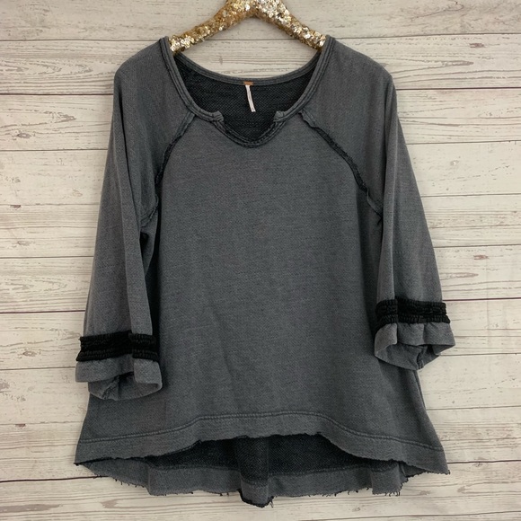 Free People Sweaters - Free People bell sleeve swing sweatshirt gray boho